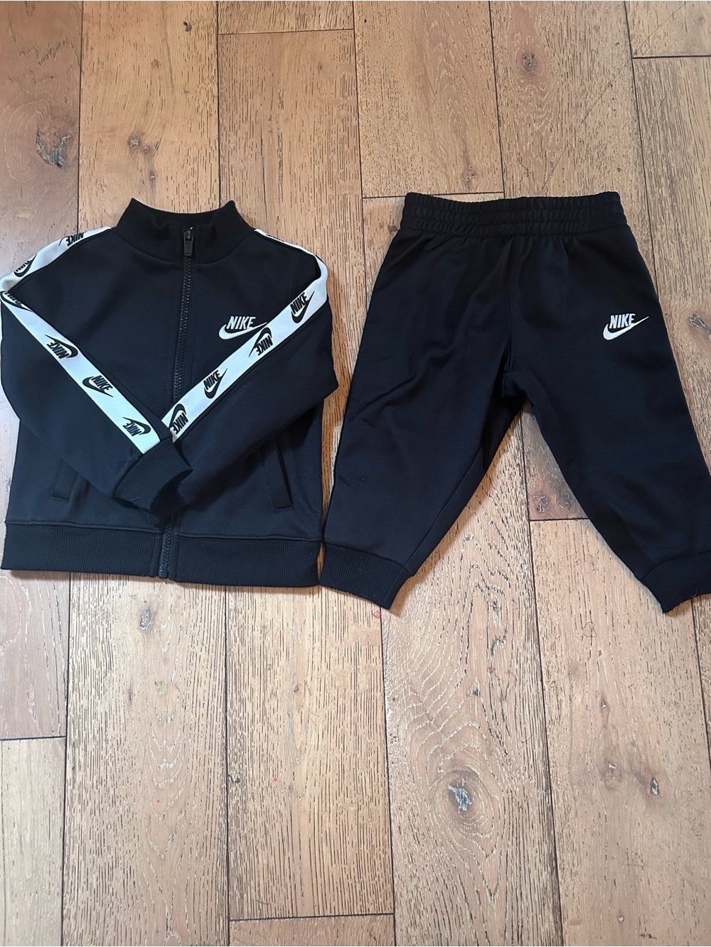 Nike Black & White Logo Sweatpants and Track Jacket Set